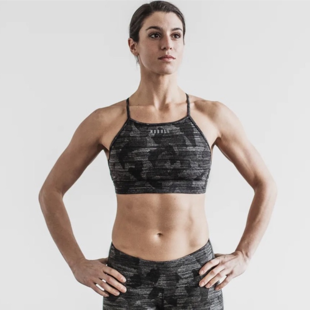 NWT NOBULL Women’s High-Neck Sports Bra - XS - Dark Camo Melange
